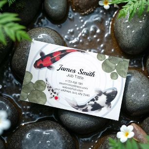 Watercolor Red Koi fish Japanese Art  Business Card