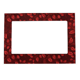 Watercolor Red Leaves Pattern Magnetic Frame