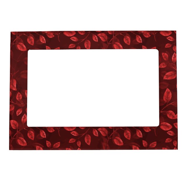 Watercolor Red Leaves Pattern Magnetic Frame (Front)