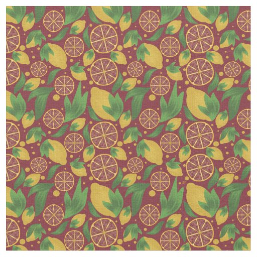 Watercolor Red Lemon Fruit Pattern Fabric