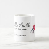Watercolor red lips and lipstick makeup branding   coffee mug (Center)