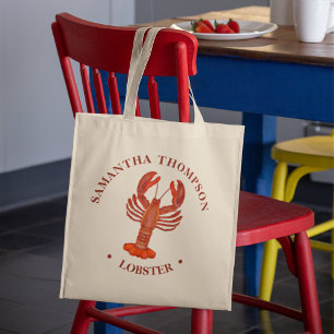 Watercolor Red Lobster Personalized Tote Bag