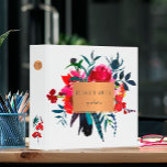 Watercolor red navy copper geometric portfolio 3 ring binder<br><div class="desc">Personal, school (teacher / student) or business sophisticated hip girly glam binder with modern watercolor bohemian hand painted red, hot pink and navy blue peony roses and feathers bouquets and with metallic look copper geometric labels. Personalize it with your name / text inside the label on the front side, your...</div>