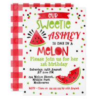 Watercolor Red One In A Melon Birthday Invitation