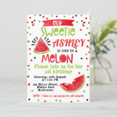 Watercolor Red One In A Melon Birthday Invitation (Standing Front)