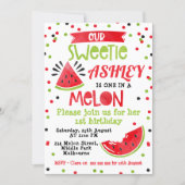 Watercolor Red One In A Melon Birthday Invitation (Front)