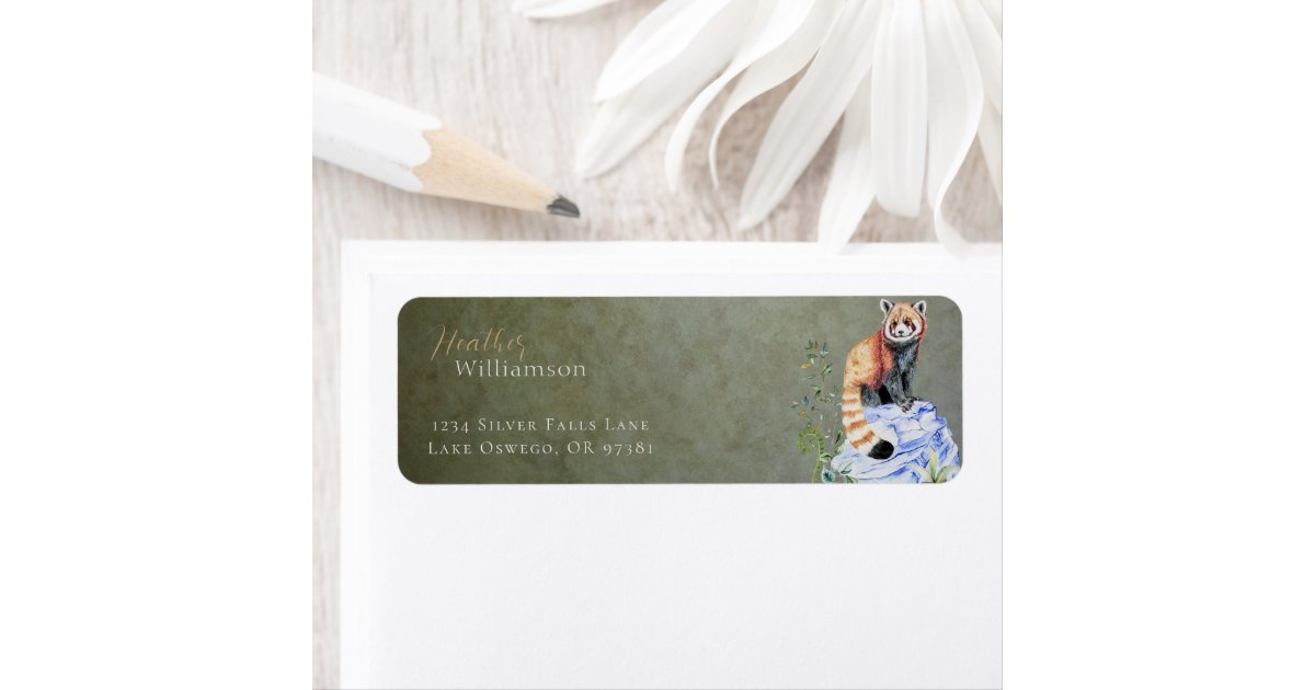 Watercolor Red Panda Label | Zazzle