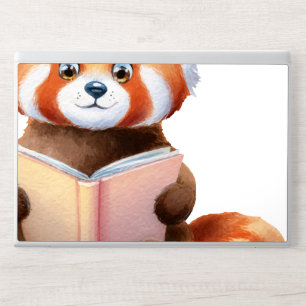 Watercolor Red Panda Reading a Book Illustration HP Laptop Skin