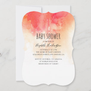 Watercolor red peach gender neutral baby shower invitation