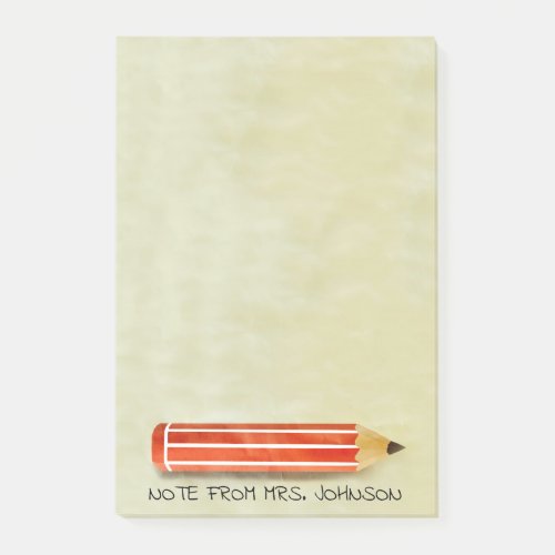 Watercolor Red Pencil Post_it Notes
