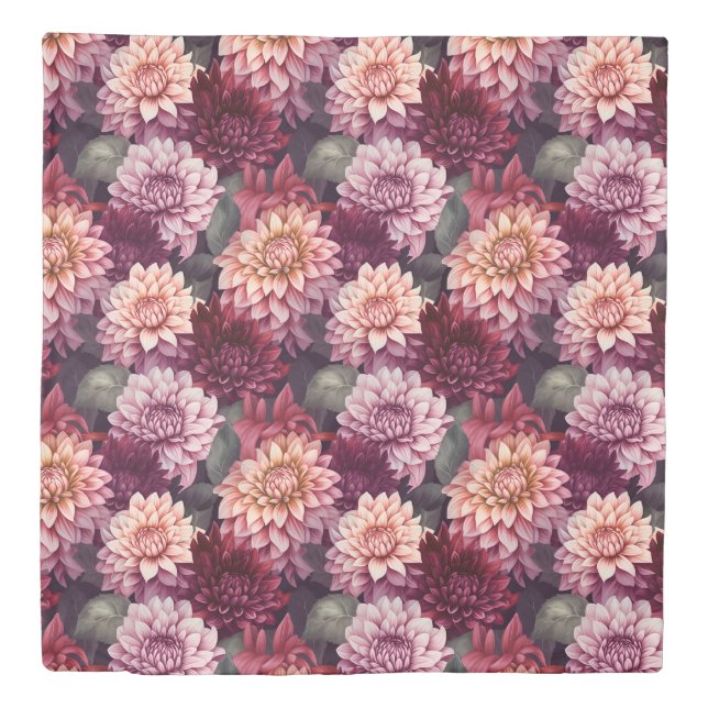 Watercolor Red Pink Dahlia Pattern Design Duvet Cover (Front)