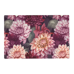 Watercolor Red Pink Dahlia Pattern Design Placemat