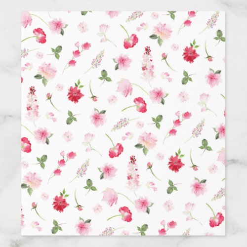 Watercolor Red Pink Floral Pattern Wedding Envelope Liner