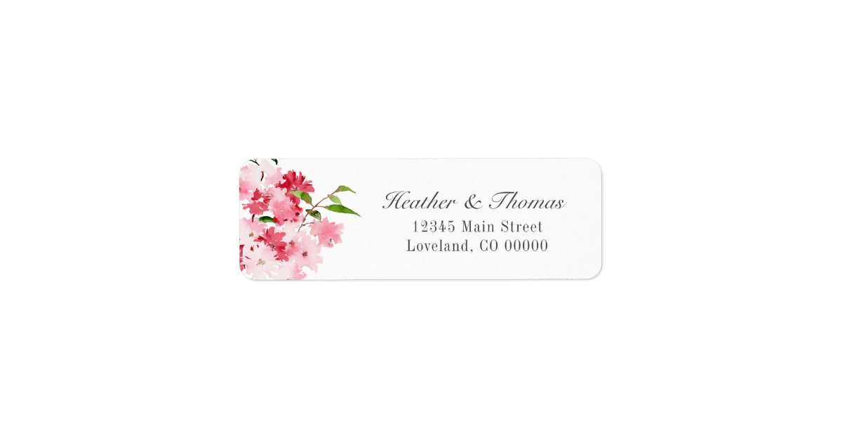 Watercolor Red Pink Floral Wedding Return Address Label | Zazzle