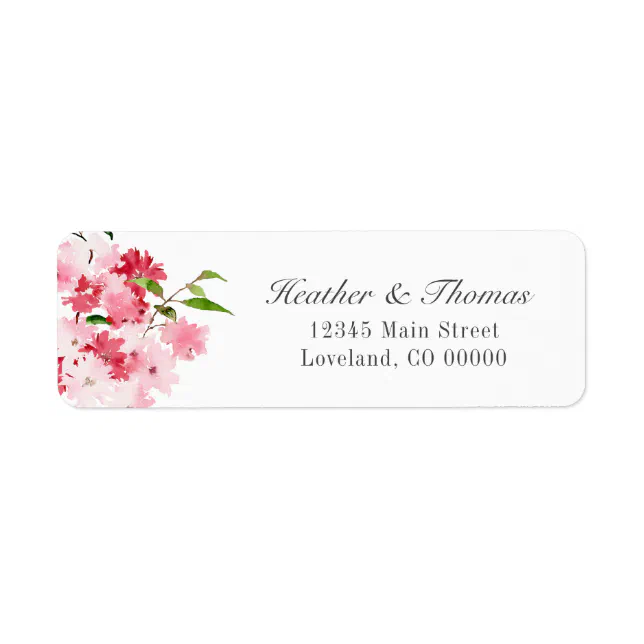 Watercolor Red Pink Floral Wedding Return Address Label | Zazzle