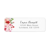 Watercolor Red Pink Roses Return Address Labels