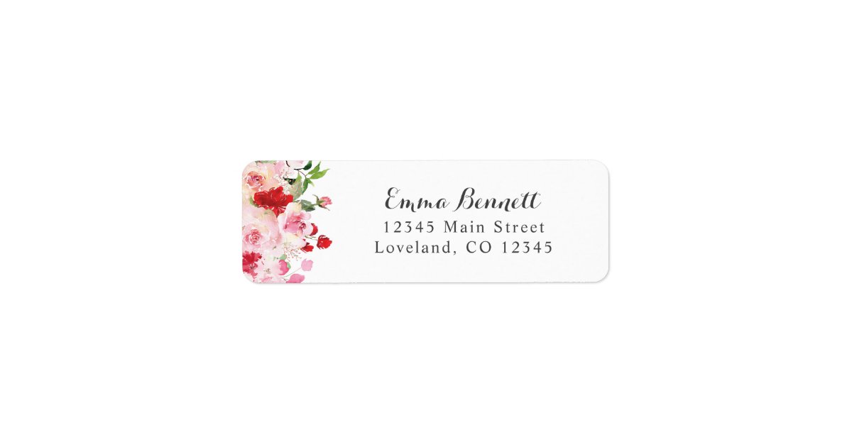 Watercolor Red Pink Roses Return Address Labels | Zazzle