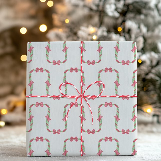 Watercolor Red Polka Dot Bow Christmas Wrapping Paper (Creator Uploaded)