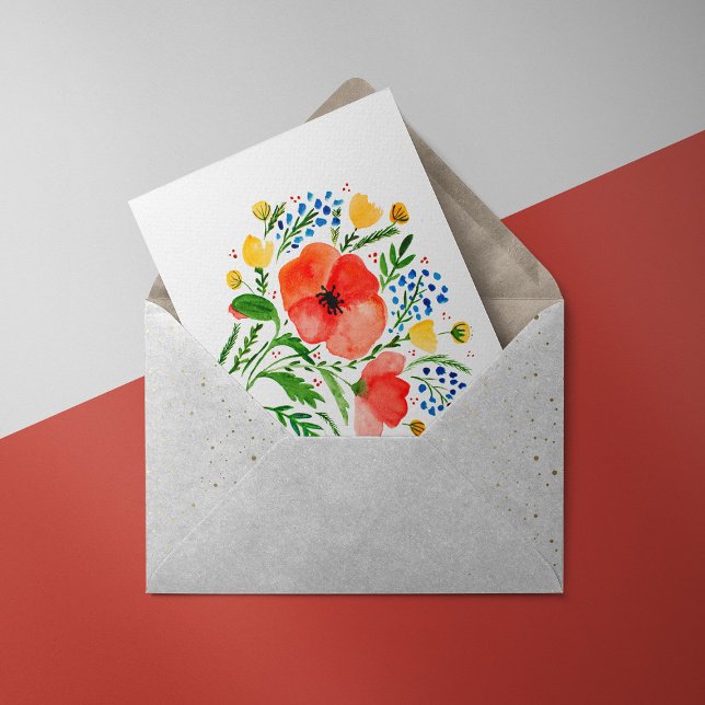 Watercolor red poppies bouquet Card (Creator Uploaded)