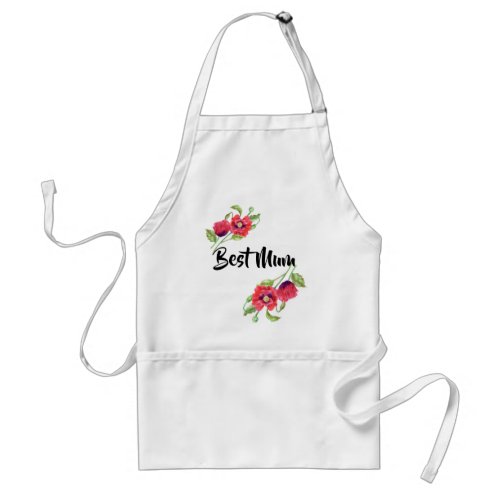 Watercolor Red Poppies Floral Art Adult Apron