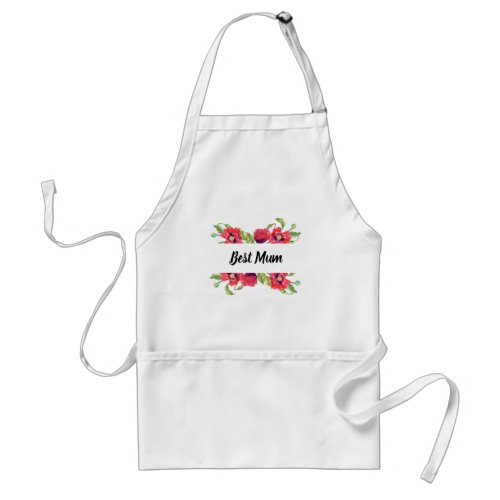 Watercolor Red Poppies Floral Illustration Adult Apron