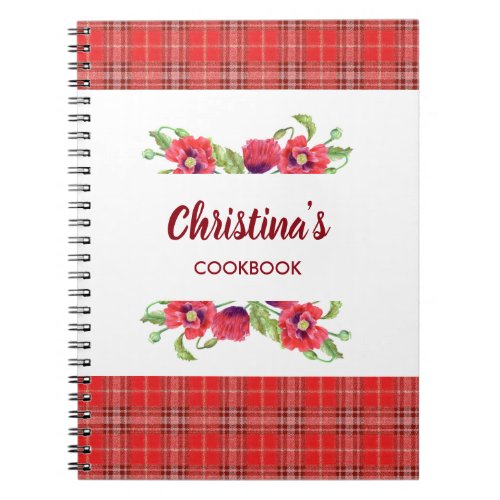 Watercolor Red Poppies Floral Illustration Notebook