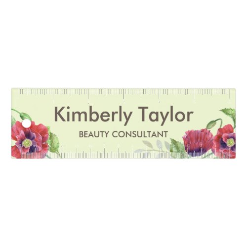 Watercolor Red Poppies Floral Illustration Ruler