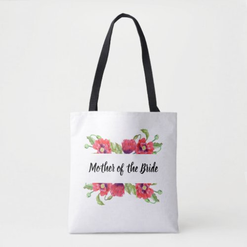 Watercolor Red Poppies Floral Illustration Tote Bag