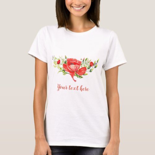 Watercolor Red Poppies Personalized T_Shirt