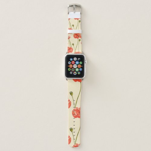 Watercolor red poppies Seamless patterns Wild fl Apple Watch Band