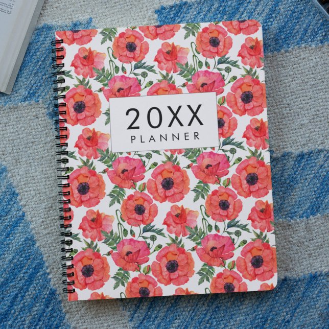 Watercolor Red poppies weekly & monthly Planner (Creator Uploaded)