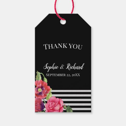 Watercolor Red Poppies Wild Floral Wedding Gift Tags