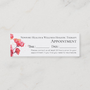 *~* Watercolor Red Poppy Flower Floral Modern Mini Business Card