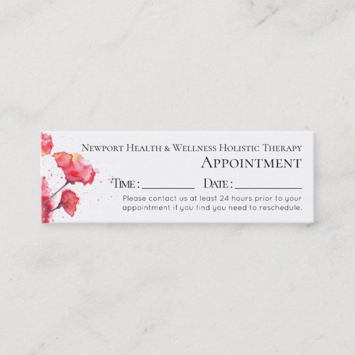  Watercolor Red Poppy Flower Floral Modern Mini Business Card