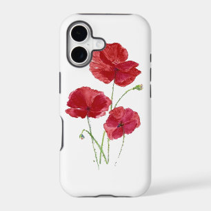 Watercolor Red Poppy Garden Flower Floral art iPhone 17 Case