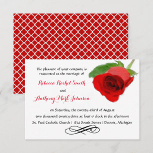 Watercolor Red Rose - 3x5 Wedding Invitation