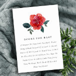 WATERCOLOR RED ROSE FLORA BOOK REQUEST BABY SHOWER ENCLOSURE CARD<br><div class="desc">If you need any further customisation or any other matching items,  please feel free to contact me at yellowfebstudio@gmail.com</div>