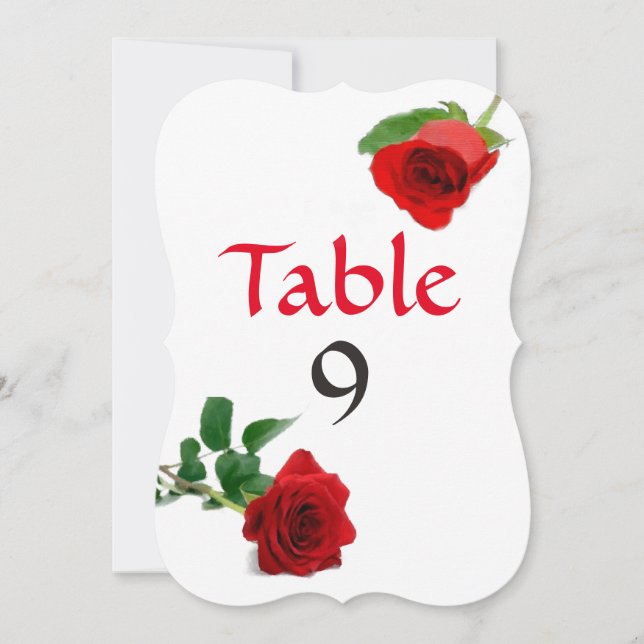 Watercolor Red Rose - Table Numbers (Front)