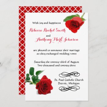 Watercolor Red Rose - Wedding Invitation by Midesigns55555 at Zazzle
