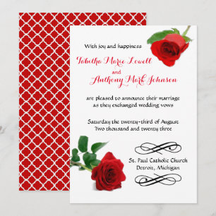 Watercolor Red Rose - Wedding Invitation