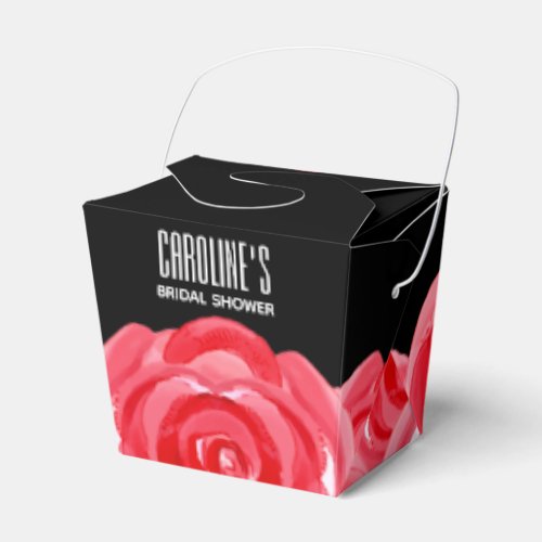 Watercolor Red Roses Floral Take Out Style Favor Boxes
