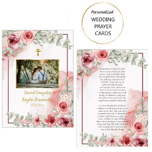 Watercolor Red Roses Orthodox Wedding Prayer Card