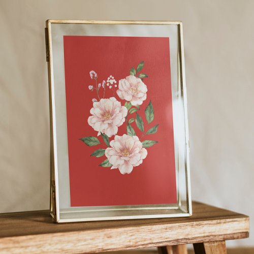 Watercolor Red Roses  Poster