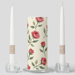 Watercolor Red Roses Unity Candle Set