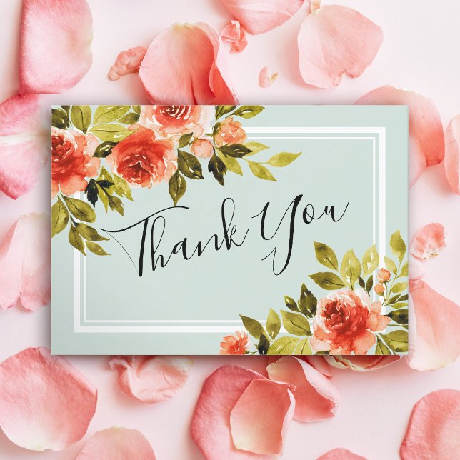 Watercolor Red Roses Wedding Thank You  Card (Creator Uploaded)