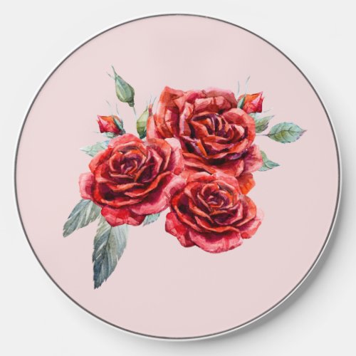 Watercolor Red Roses    Wireless Charger