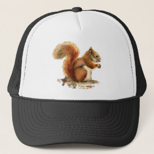 Watercolor Red Squirrel Wildlife Animal Trucker Hat