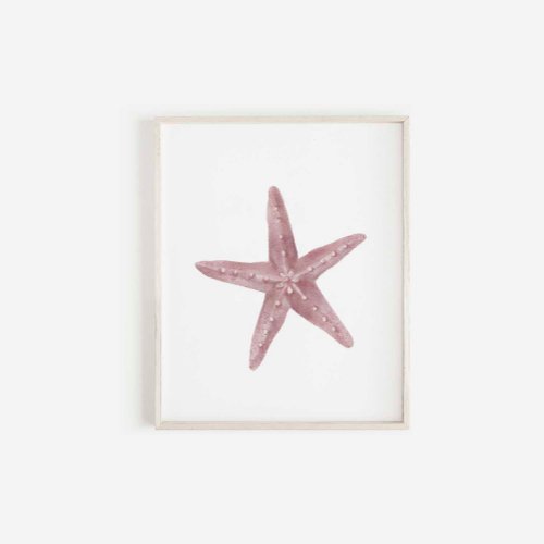 Watercolor red starfish vintage print