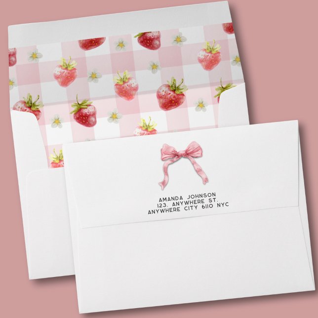 Watercolor Red Strawberry Return Address Envelope (Creator Uploaded)