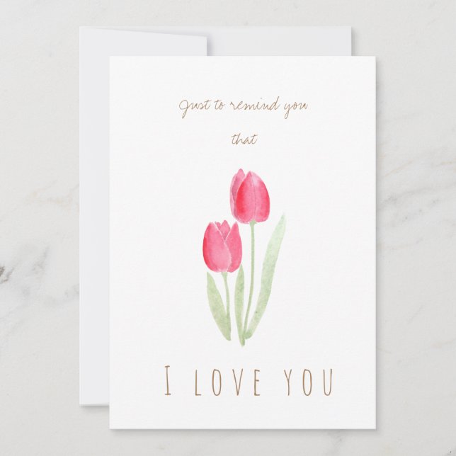 watercolor red tulips flowers greeting card (Front)